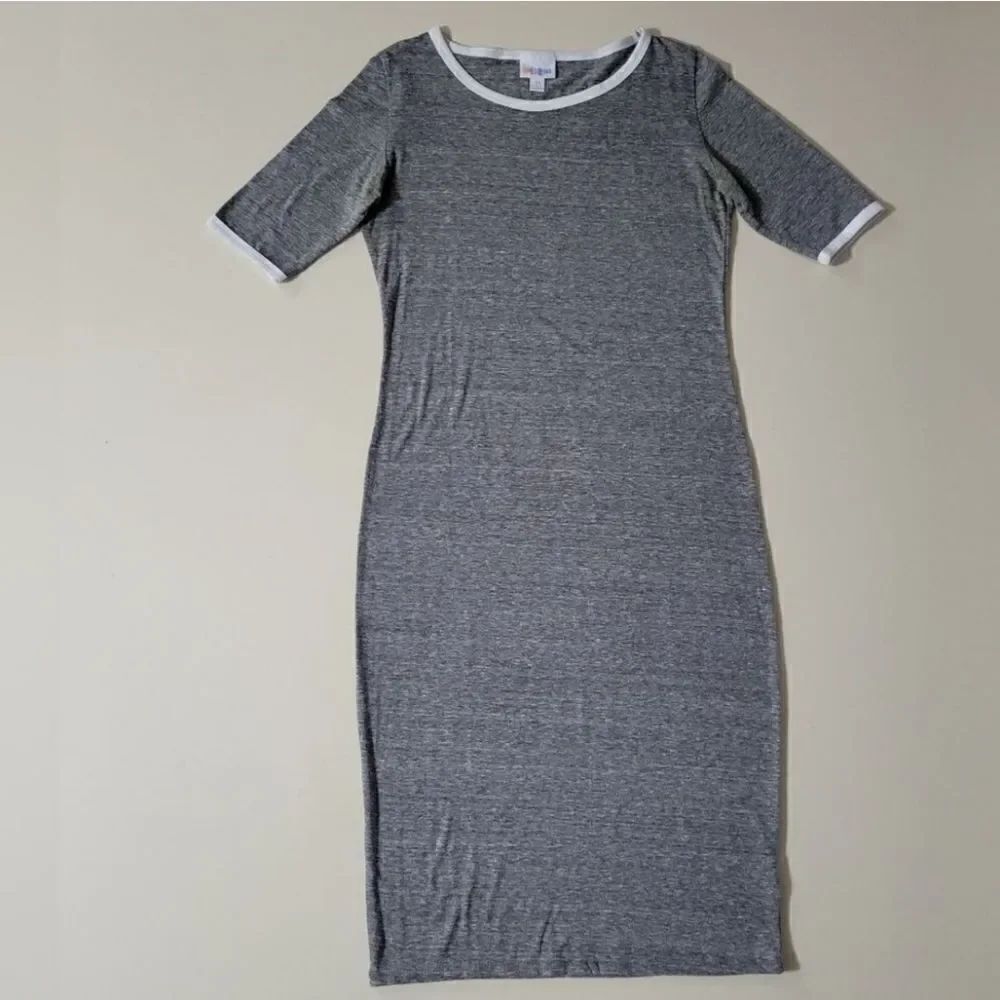 LuLaRoe Women's Gray Julia Midi Tshirt Dress